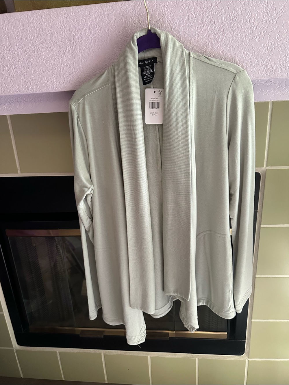 MAX & MIA Light Sage Open-Front Draped Cardigan (SMALL) NWT